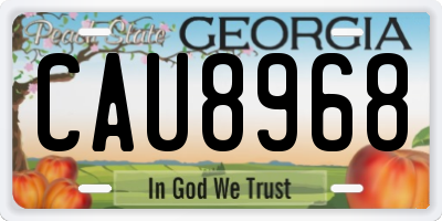 GA license plate CAU8968