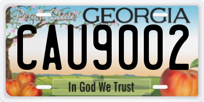 GA license plate CAU9002