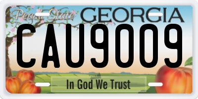 GA license plate CAU9009