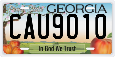 GA license plate CAU9010