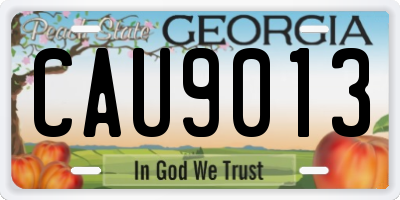 GA license plate CAU9013