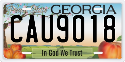 GA license plate CAU9018