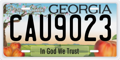 GA license plate CAU9023