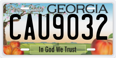 GA license plate CAU9032
