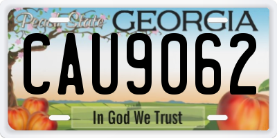 GA license plate CAU9062