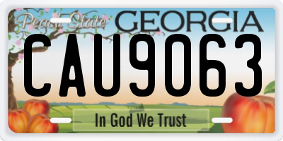 GA license plate CAU9063