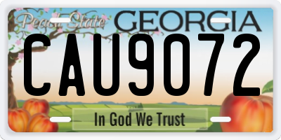 GA license plate CAU9072