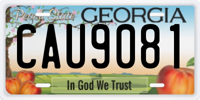 GA license plate CAU9081