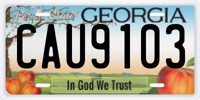 GA license plate CAU9103