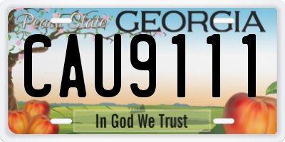 GA license plate CAU9111