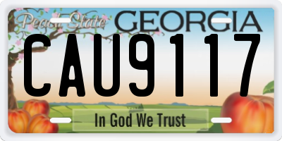 GA license plate CAU9117