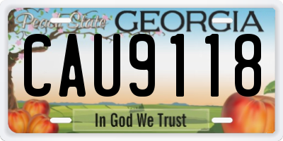 GA license plate CAU9118