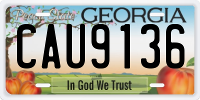 GA license plate CAU9136