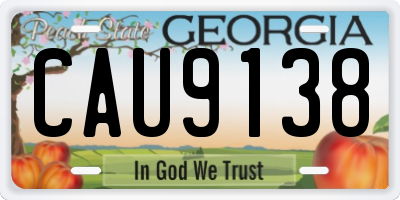 GA license plate CAU9138