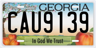 GA license plate CAU9139