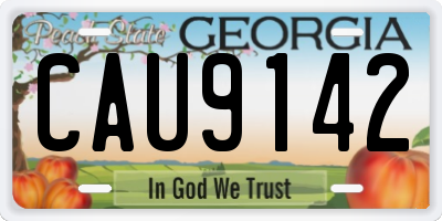 GA license plate CAU9142