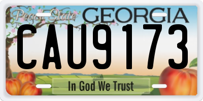GA license plate CAU9173