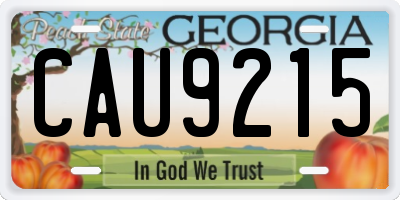GA license plate CAU9215