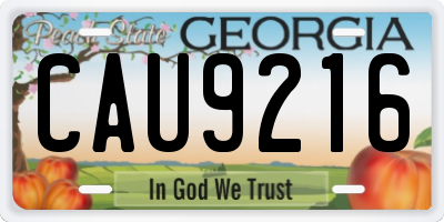 GA license plate CAU9216