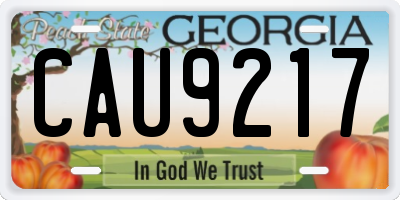GA license plate CAU9217