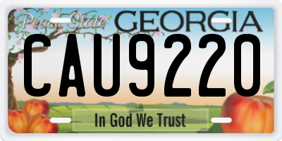 GA license plate CAU9220