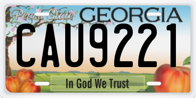 GA license plate CAU9221