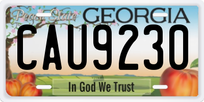 GA license plate CAU9230