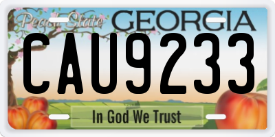 GA license plate CAU9233