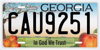 GA license plate CAU9251