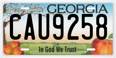 GA license plate CAU9258