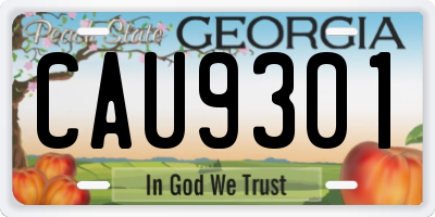 GA license plate CAU9301