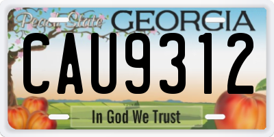 GA license plate CAU9312
