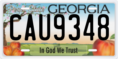GA license plate CAU9348