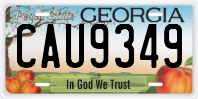 GA license plate CAU9349
