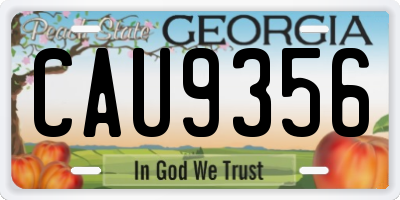 GA license plate CAU9356