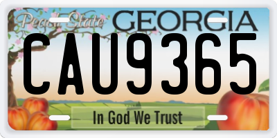 GA license plate CAU9365