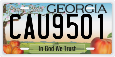 GA license plate CAU9501