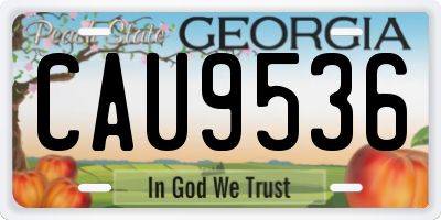 GA license plate CAU9536