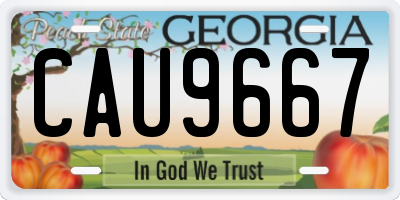 GA license plate CAU9667