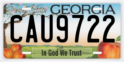 GA license plate CAU9722