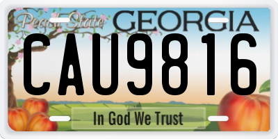 GA license plate CAU9816