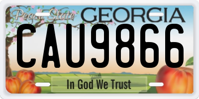 GA license plate CAU9866