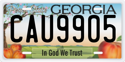 GA license plate CAU9905