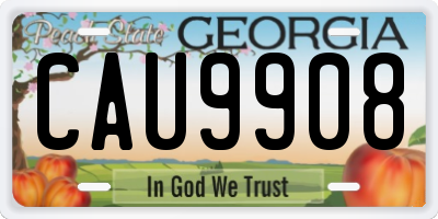 GA license plate CAU9908