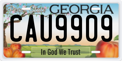 GA license plate CAU9909