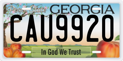 GA license plate CAU9920