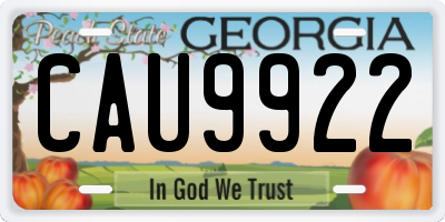 GA license plate CAU9922