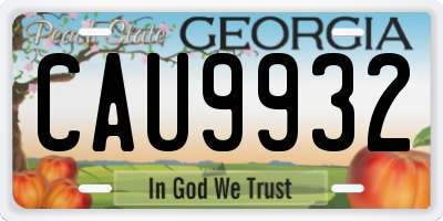 GA license plate CAU9932