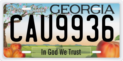 GA license plate CAU9936