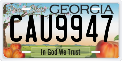 GA license plate CAU9947